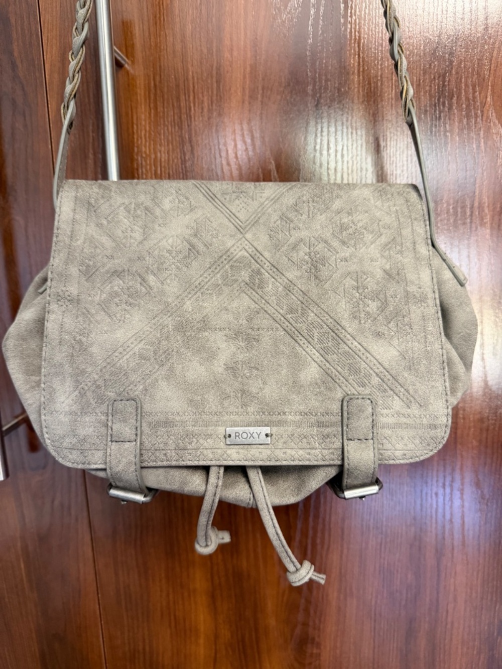 Roxy Crossbody Bag Boho Grey Faux Leather Messenger Shoulder Bag